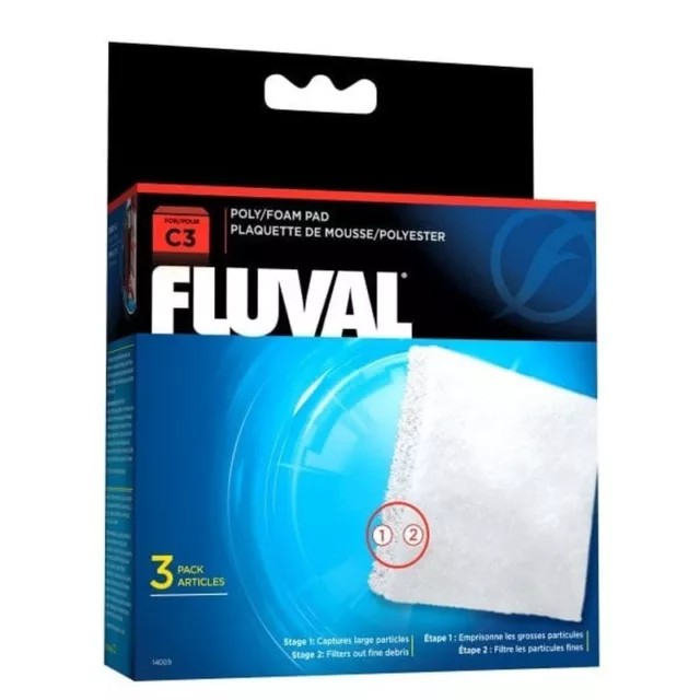 Fluval C3 Hang On Filter Poly/Foam Pad 3 Pack