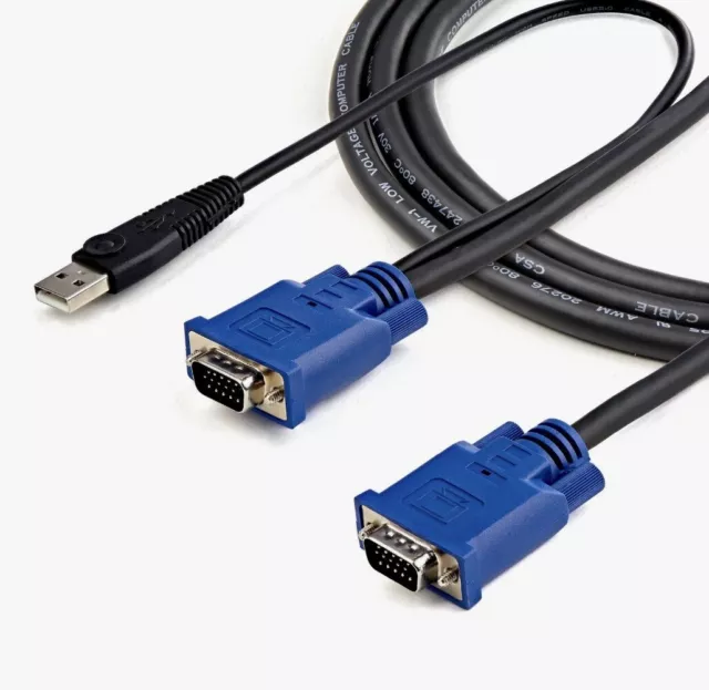 CABLE KVM SVECONUS10 StarTech 10 ft ultra delgado PC USB + VGA 2 en 1