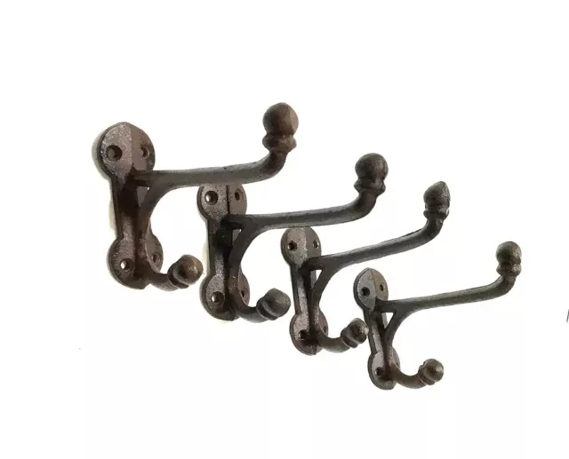 Cast Iron Harness Coat Tack Hooks Garage Barn Shed Closet Wall Mount Set of 4