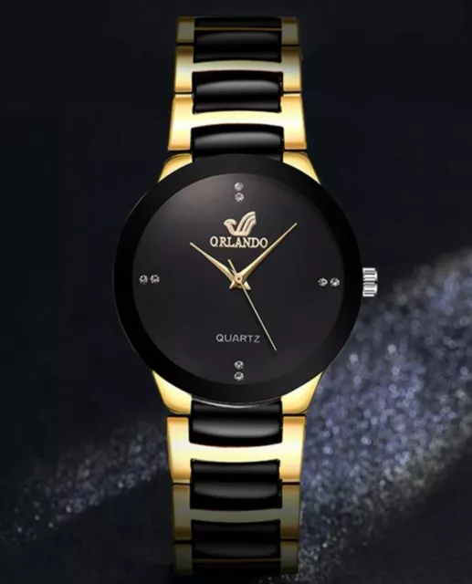 Ladies Women Quartz Wrist Watch Watches with Bracelet Strap... Gold & Black UK