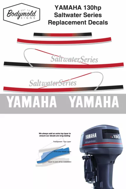 YAMAHA 130hp Saltwater Series replacement outboard decals