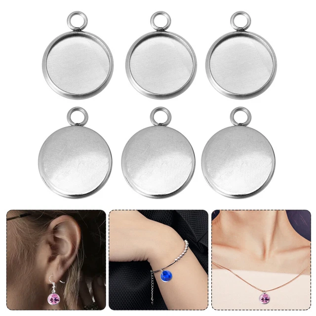Lot De 2 Broches/pendentifs Ton Argent Sertissage Lunette 30x40mm - Occasion, Pour Fabrication Bijoux