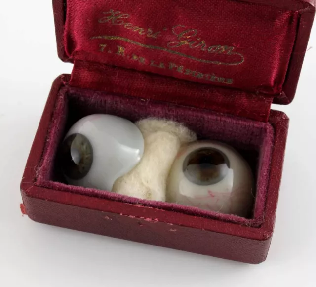 Antik Glas Augen. Hand- Blown Französisch Ocularist Augen IN Henri Giron Paris