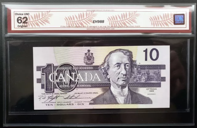 1989 Bank of Canada $10 Knight-Thiessen Changeover BEF9900570 CH.UNC62 BC-57c 2
