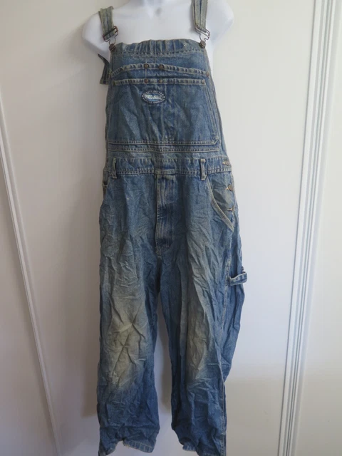 VINTAGE Cropped Denim Oversized Dungarees Overalls Size XL UK 16/18 Euro 44/46