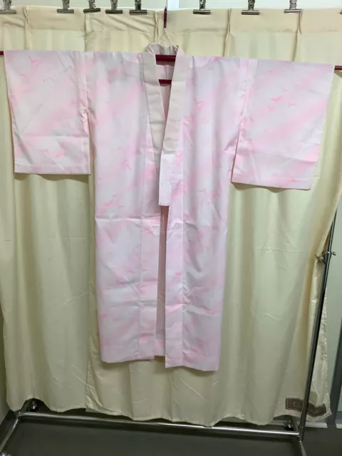 Japanese Vintage Kimono silk pink Juban Wind flower dirt Height 51.18inch