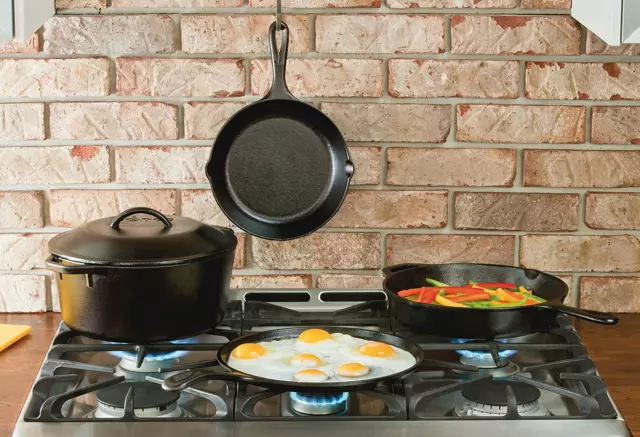 Frying Pan Skillet 9.5lbs Cast Iron Multipurpose Black Non-Stick Divided Pan