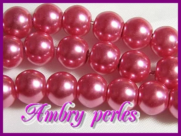 Lot de 20 perles Nacrées 8 mm Couleur Rose Foncé