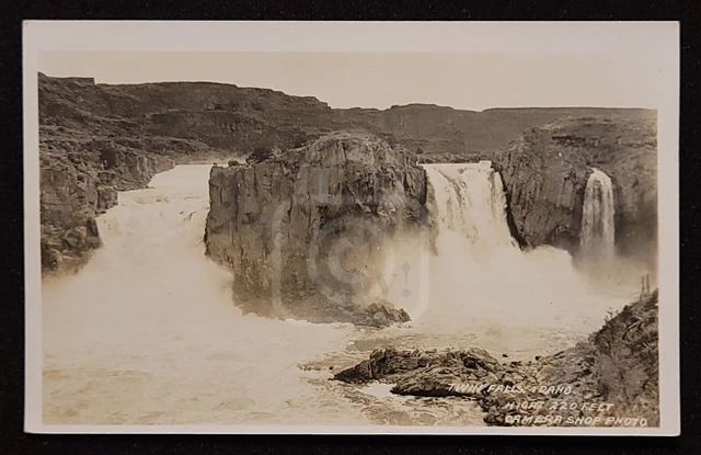 Uncommon RPPC of Twin Falls, Massive Waterfall, Idaho. C 1910's-20's