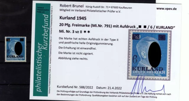 Kurland 4Az tadellos ** POSTFRISCH+gepr. Befund 100EUR (K7302