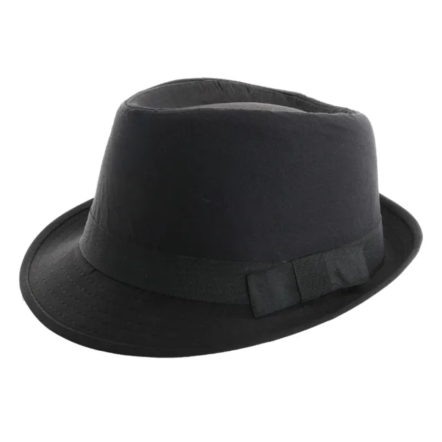 Cappello Trilby Nero Gangster Unisex Classico Blues Al Capone Anni '20 Fantasia Abito