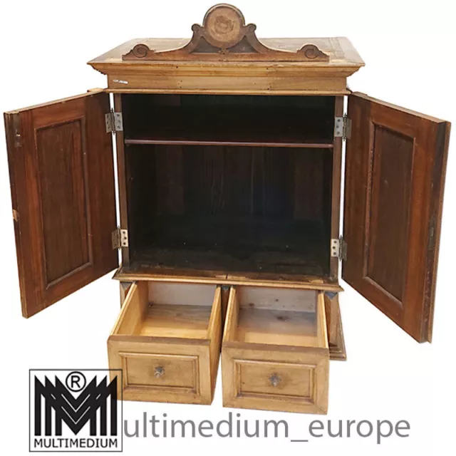 Gründerzeit Historismus Nußbaum Hängeschrank Wandschrank 1850 -80 Aufsatzschrank 3