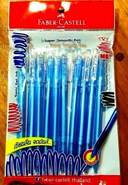 10 x FABER-CASTELL RX5 CLEAR CLIP Blue Retractable Ball Point Pen 0.5mm  Pack Set