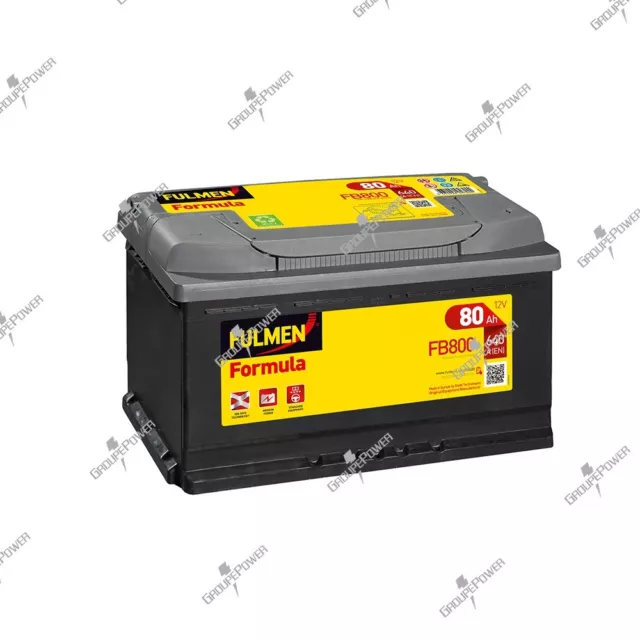 Batterie démarrage voiture Fulmen FB800 12v 80ah 640A 315x175x190mm