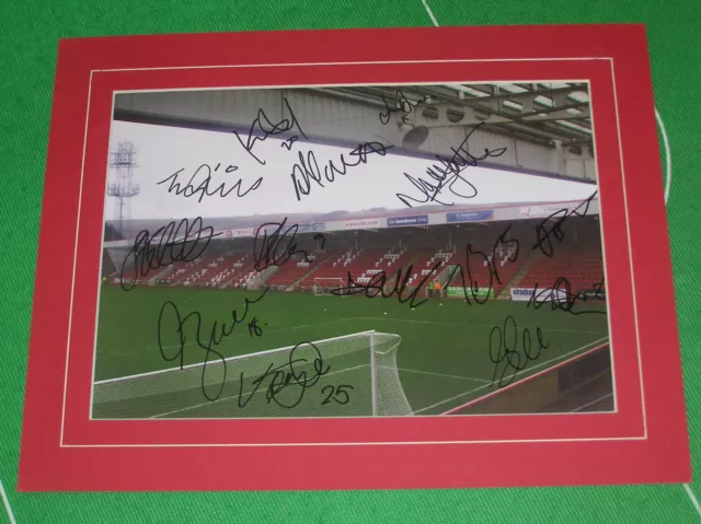 Cheltenham Town FC Mounted Stadium Photo Signed x 14 2014/15 1st Team Squad