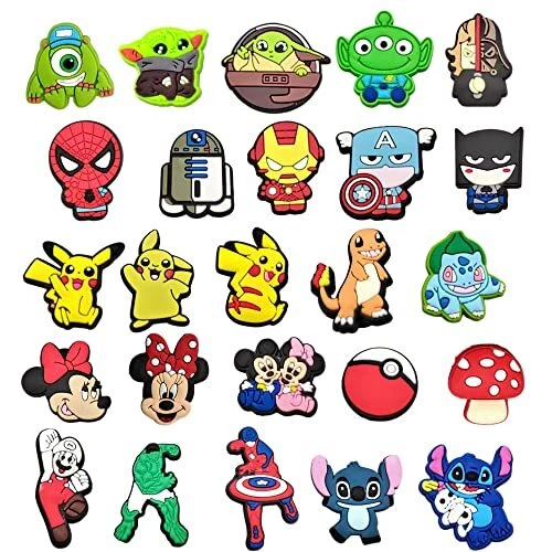 25PCS Anime Cartoon Charms PVC Different unisex Shoe Charms for Shoe