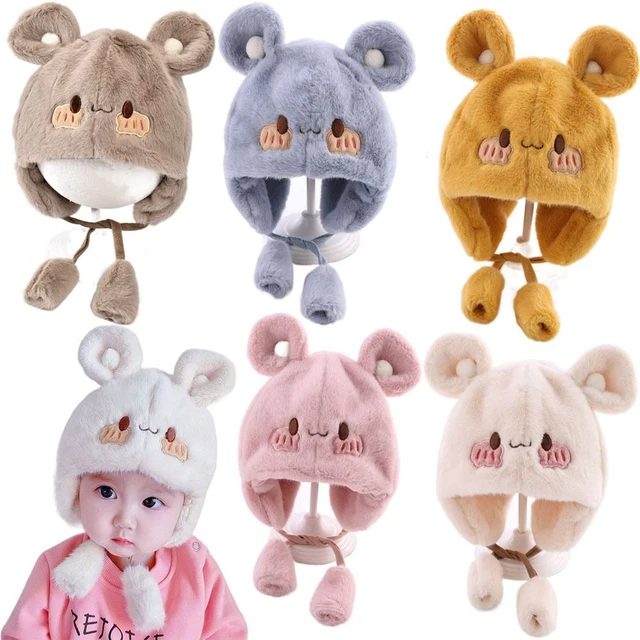 Cappello di peluche morbido bambino bambini carino scaldante berretto con orecchie ragazzo bambina
