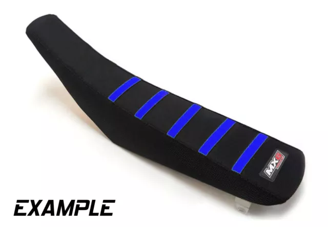 Yamaha Yz125 Yz250 Ribbed Gripper Seat Cover Black + Blue Stripes Motocross Mxg 3