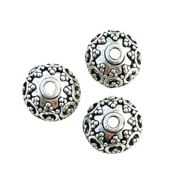 30 Tibetan Antiqued Silver Large 10mm Fancy Beaded Ornate Bead Cap Cupped Caps