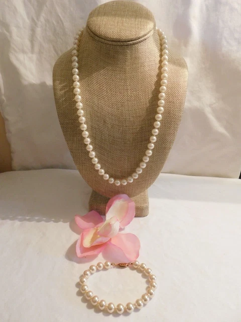 Vintage Glass Pearl Beaded Necklace and Bracelet Lot