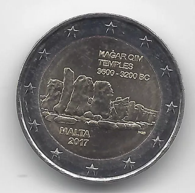 manueduc  2  EUROS  MALTA  2017  TEMPLOS DE HAGAR QUIM  Conmemorativa  Nueva