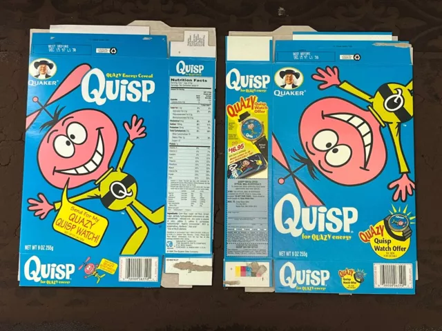 1990s 2 Flat Empty Quaker Oats Quisp Cereal Box Amazing Magic Tricks 9 Oz