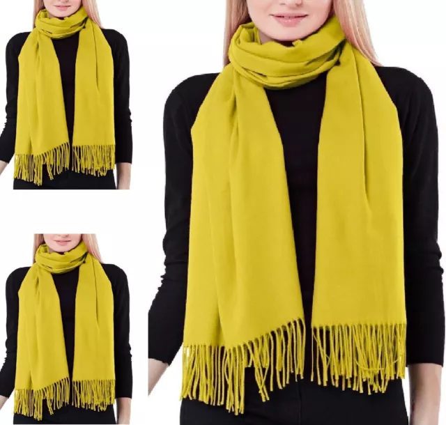 Cashmere Scarf Wool Ladies Mustard Shawl Large Thick Warm Luxury Women's Wrap