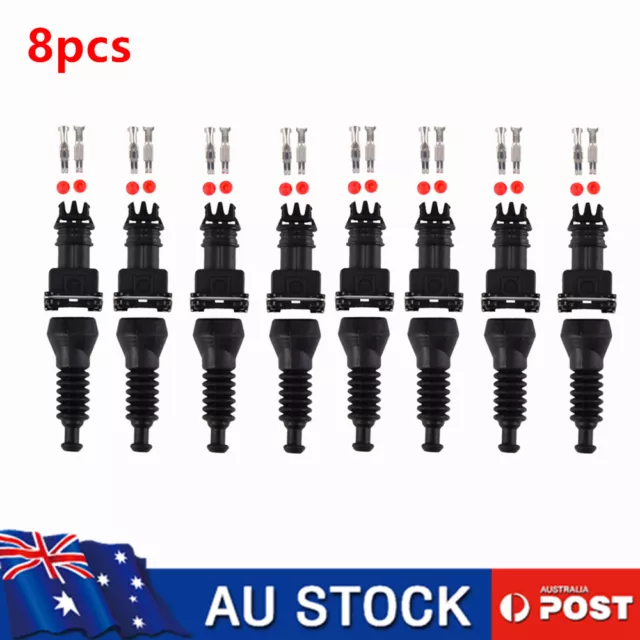 8x Fits for Bosch EV1 Fuel Injector Plug Junior Power Time 2 Pin Connector Kit