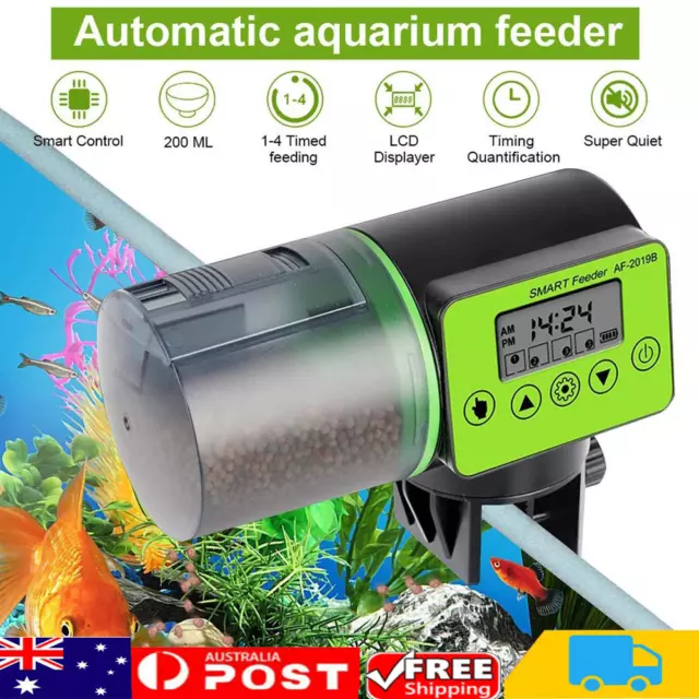 Automatic Fish Food Feeder Auto LCD Aquarium Dispenser Feeding Timer Pond Tank