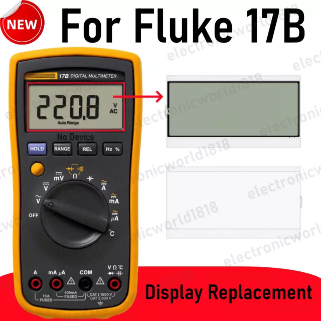 For Fluke 17B MAX CATIII 600 V multimetro digitale display LCD parti schermo NUOVO