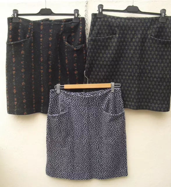 Bundle 3 x Fat Face short pencil skirt with pockets size 10 black & navy floral