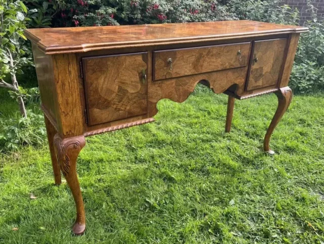 Antique Reproduction Ornate Walnut 2 Door Desk Table Sideboard Dressing #M