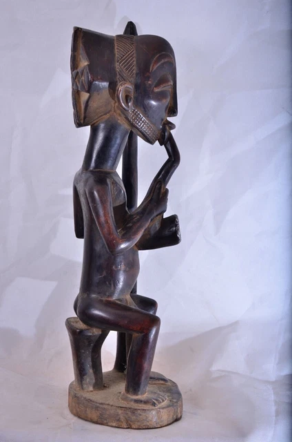 African tribal art Luba pipe smoker statue from congo(DRC) 2