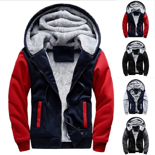 Uomo Cappotto Invernale Pile Foderato con Cappuccio Felpa Giacca Spesso Giacca