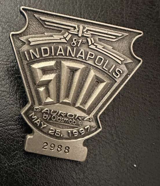 1997 Indianapolis Indy 500 Silver Pit Badge Serial No. 2988