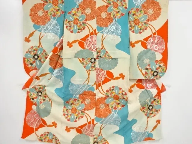80478# Japanese Kimono / Antique Kimono For Girls / Kiku Classical Pattern