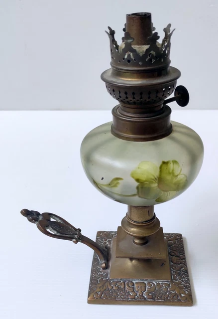 Lampe Mit Öl Rat Von Cave Glas Givre Gemalt Auf Sockel Bronze Antik