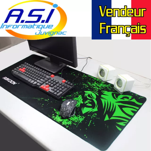 Tapis de souris Gaming Rakoon XXL Grand Format vert gamer VENDEUR FR