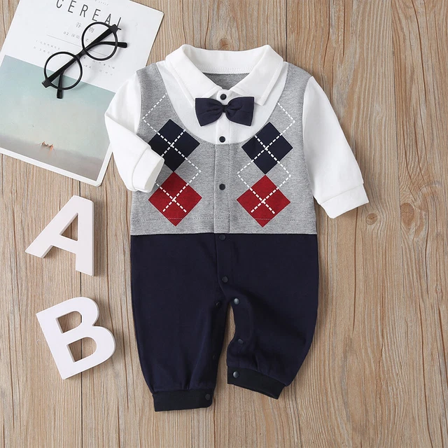 Abiti da gentiluomo neonati bambini maniche lunghe tute vestiti body 5