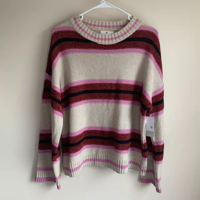 BP Nordstrom Everyday Striped Crewneck Chenille Sweater Size Large NWT