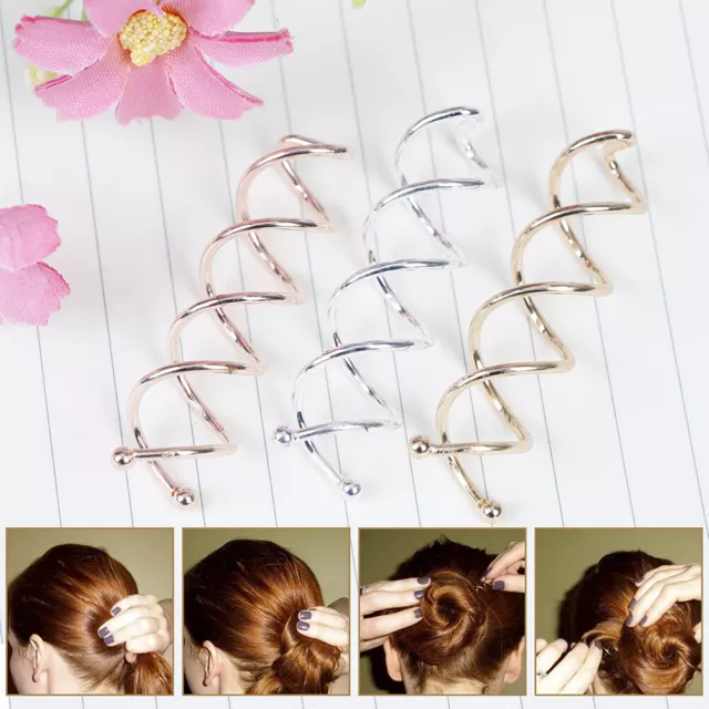 10 Pcs Spiral Twist Hair Pins Spin Clips Bun Stick Pick for DIY Hair Style  HO
