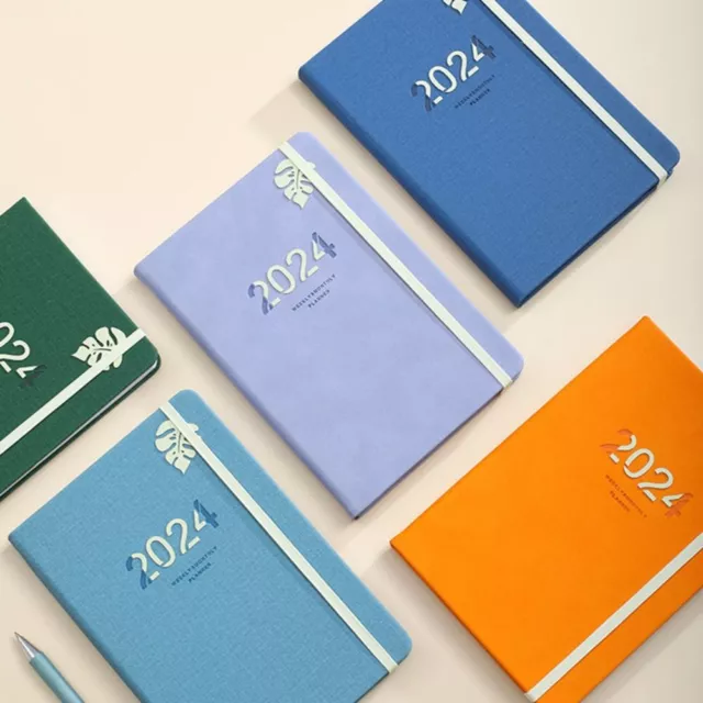 Elastic Strap 2024 Agenda Book A5 Notebooks Diary Weekly Planner  School Office