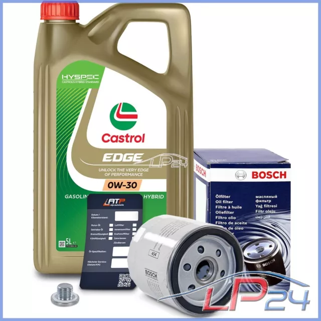 Bosch Filtre À Huile + 5 L Castrol Edge Fst 0W-30 Pour Opel Vectra C Zafira A B