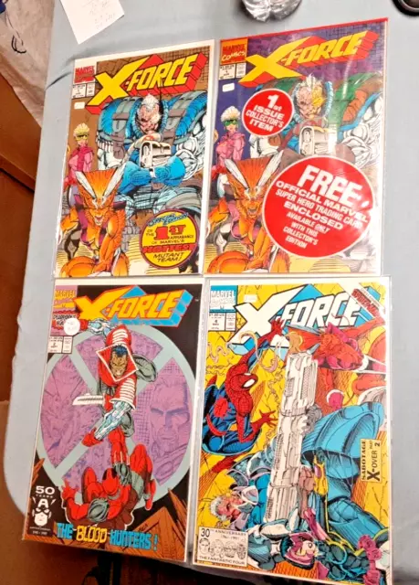 NEW UNREAD MINT X-Force 2 #1s 2 & 4 Comic Book Lot COLLECTOR BAG CARD + DEADPOOL
