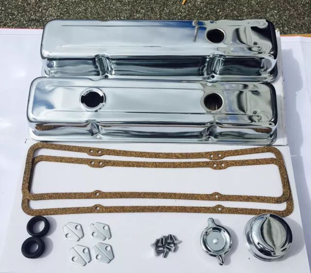 68-82 Corvette Valve Covers Chrome Kit Gaskets Grommets Hardware New