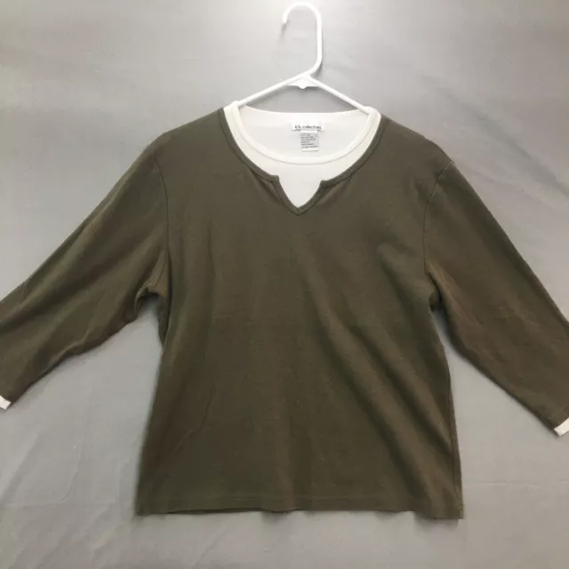 K.B. Collections 3/4 Sleeve Brown Shirt Size L Womens