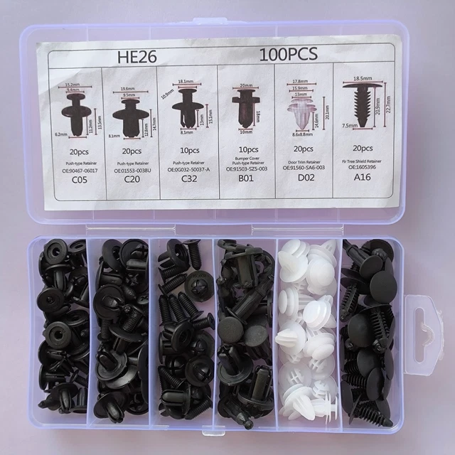 50/100 Pezzi Rivetti In Plastica Nera 8mm Fissaggi - Italy