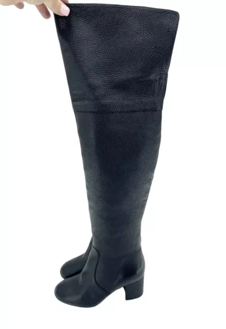 Via Spiga Finlay Boots Black Leather Tall Over The Knee Block Heel SZ 5 New SH15