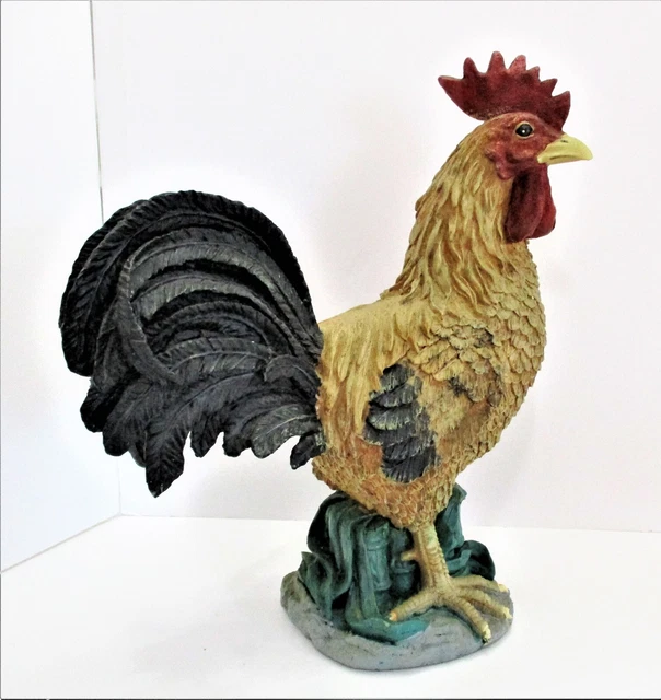 Large 15.5" Hand Painted Resin Country Farm House Rooster