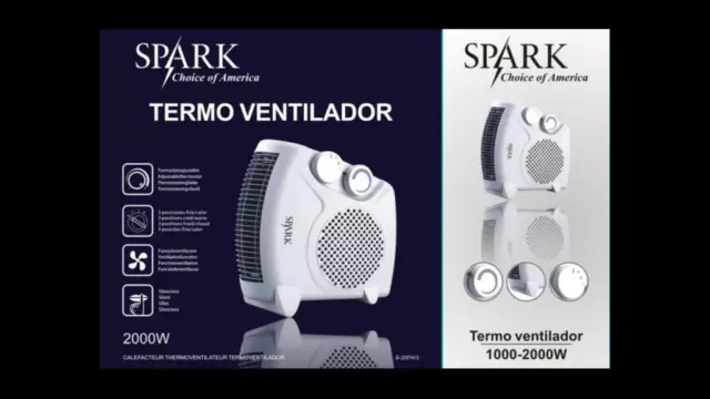 SPARK - Calefactor Eléctrico Aire VERTICAL 2000 W Calentador VERTICAL Baño